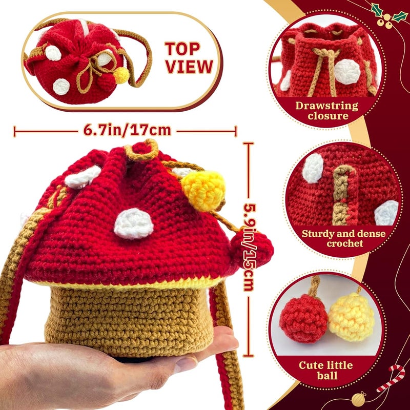 SGIBYN Crochet Kit for Beginners with Step-by-Step Video Tutorials,Cute Mushroom Crossbody Purse Bag Starter Crochet Kit for Women Knitting Kits Learn to Crochet Set (Mushroom Bag) - Image 5